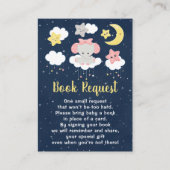 Elephant Pink and Navy Baby shower Book Request Informatiekaartje (Voorkant)