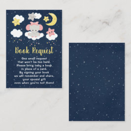 Elephant Pink and Navy Baby shower Book Request Informatiekaartje