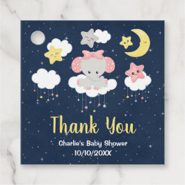 Elephant Pink and Navy Baby shower Dank u wel Bedankjes Labels