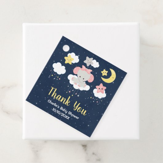 Elephant Pink and Navy Baby shower Dank u wel Bedankjes Labels (In situ)