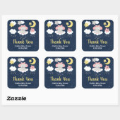 Elephant Pink and Navy Baby shower Dank u wel Vierkante Sticker (Vel)