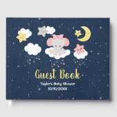 Elephant Pink and Navy Baby shower Gastenboek (Voorkant)