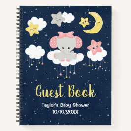 Elephant Pink and Navy Baby shower Guest Book Notitieboek
