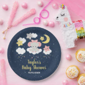 Elephant Pink and Navy Baby shower Papieren Bordje (Feest)