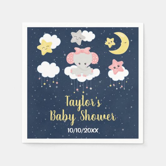 Elephant Pink and Navy Baby shower Servet (Voorkant)