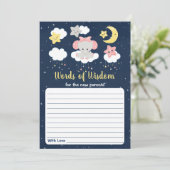 Elephant Pink and Navy Baby shower Words of Wisdom Kaart (Staand voorkant)