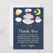 Elephant Pink and Navy Birthday Party Bedankkaart (Voorkant)