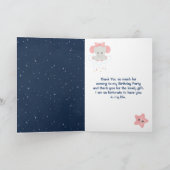 Elephant Pink and Navy Birthday Party Bedankkaart (Binnen)