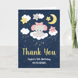 Elephant Pink and Navy Birthday Party Bedankkaart