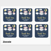 Elephant Pink and Navy Birthday Party Dank u Vierkante Sticker (Vel)