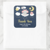 Elephant Pink and Navy Birthday Party Dank u Vierkante Sticker (Tas)