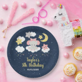 Elephant Pink and Navy Birthday Party Papieren Bordje (Feest)