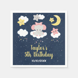 Elephant Pink and Navy Birthday Party Servet