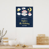 Elephant Pink and Navy Birthday Party Welcome Poster (Keuken)