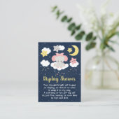 Elephant Pink and Navy Display Baby shower Informatiekaartje (Staand voorkant)
