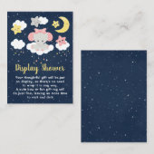 Elephant Pink and Navy Display Baby shower Informatiekaartje (Voorkant / Achterkant)