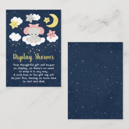 Elephant Pink and Navy Display Baby shower Informatiekaartje