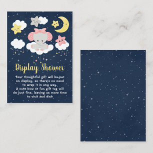 Elephant Pink and Navy Display Baby shower Informatiekaartje