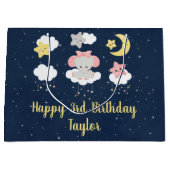 Elephant Pink and Navy Happy Birthday Groot Cadeauzakje (Voorkant)