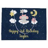 Elephant Pink and Navy Happy Birthday Groot Cadeauzakje (Achterkant)