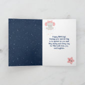 Elephant Pink and Navy Happy Birthday Kaart (Binnen)