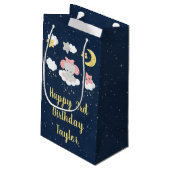 Elephant Pink and Navy Happy Birthday Klein Cadeauzakje (Achterkant Gekanteld)