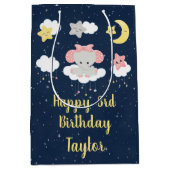 Elephant Pink and Navy Happy Birthday Medium Cadeauzakje (Voorkant)