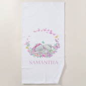 Elephant PINK BUTTERFLFLY Beach Towel Strandlaken (Voorkant)