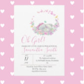 Elephant Pink Butterflies Baby shower Uitnodiging