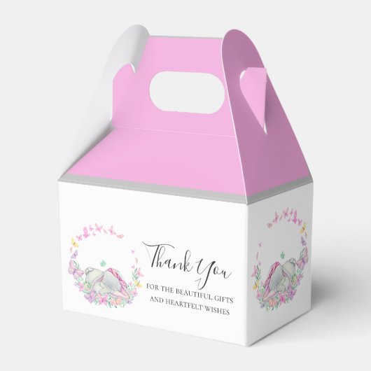 Elephant Pink Butterfly Favor Box Bedankdoosjes (Voorkant Zijde)