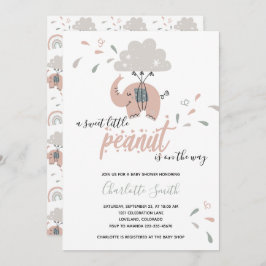 Elephant Pink Cute Girl Baby shower Kaart