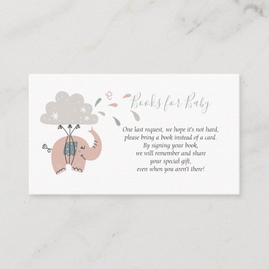 Elephant Pink Cute Girl's Books for Baby Informatiekaartje (Voorkant)