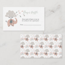 Elephant Pink Cute Girl's Diaper Raffle
