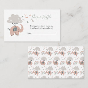 Elephant Pink Cute Girl's Diaper Raffle Informatiekaartje