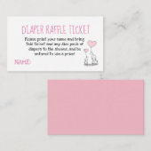 Elephant Pink Diaper Raffle Ticket Baby shower Informatiekaartje (Voorkant / Achterkant)