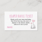 Elephant Pink Diaper Raffle Ticket Baby shower Informatiekaartje (Voorkant)
