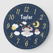 Elephant Pink en Navy Grote Klok (Voorkant)