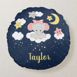 Elephant Pink en Navy Rond Kussen