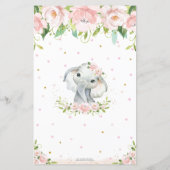 Elephant Pink Floral Baby shower Bingo Game (Achterkant)