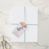 Elephant Pink Floral Baby shower dank u Cadeaulabel (Met Touw)