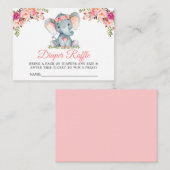 Elephant Pink Floral Baby shower Luier Raffle Informatiekaartje (Voorkant / Achterkant)