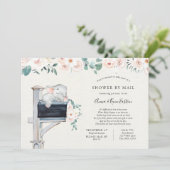 Elephant Pink Floral Baby shower per post Kaart (Staand voorkant)
