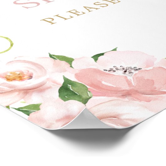 Elephant Pink Floral Deel het Label van de Liefde  Poster (Hoek)