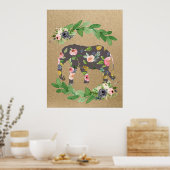 Elephant Pink Floral Nursery Print (Keuken)