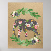 Elephant Pink Floral Nursery Print (Voorkant)