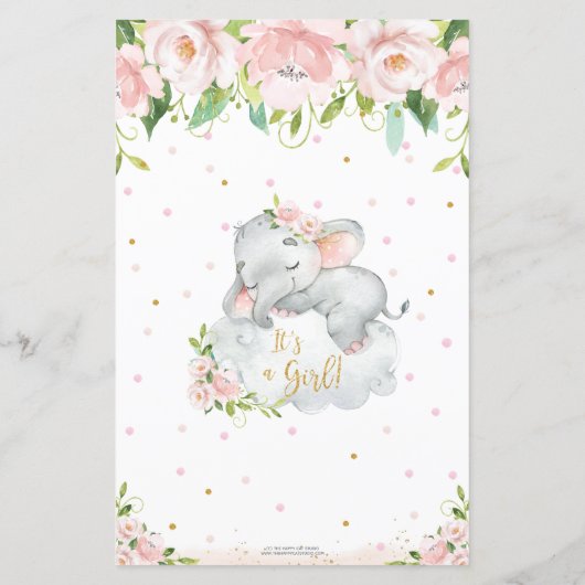 Elephant Pink Floral Predication Advice Kaart (Achterkant)