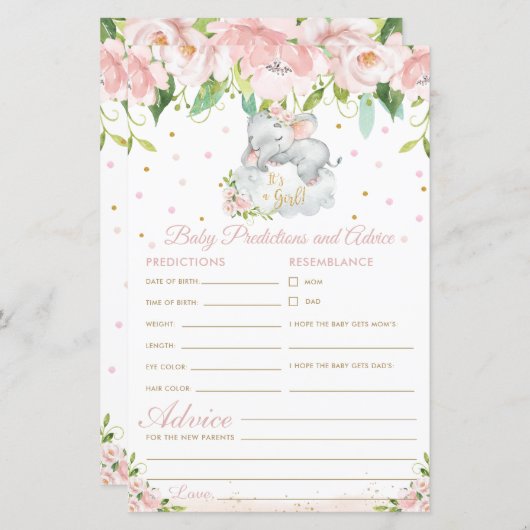 Elephant Pink Floral Predication Advice Kaart (Voorkant / Achterkant)