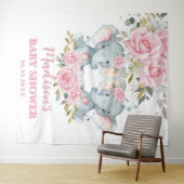 Elephant Pink Floral Twins Baby shower Achtergrond Wandkleed (In Situ (horizontaal))