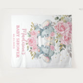 Elephant Pink Floral Twins Baby shower Achtergrond Wandkleed (Voorkant (horizontaal))