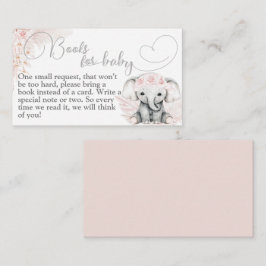 Elephant Pink Flower Boho Baby shower Book Informatiekaartje